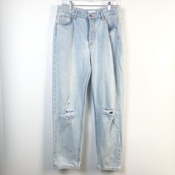 a loves a Womens Mom Jeans Button Fly Distressed Size 30 - Picture 2 of 11